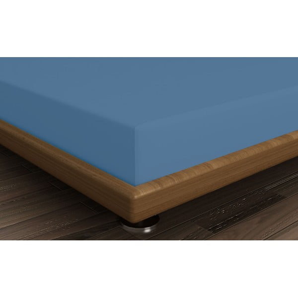 Modré napínací bavlněné prostěradlo 140x200 cm – Mijolnir-image-1