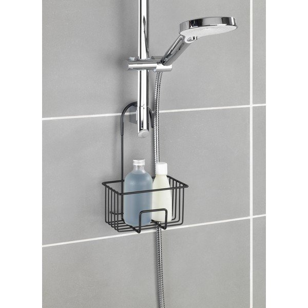 Černá závěsná koupelnová polička z nerezové oceli Milito – Wenko-image-3