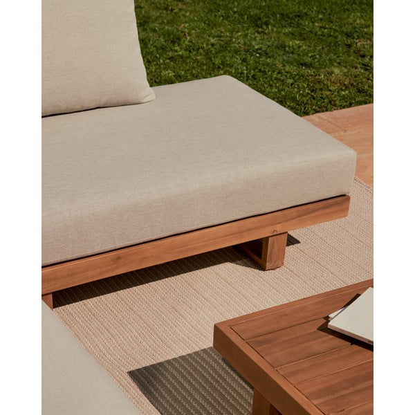Zahradní lounge set z masivu akácie pro 5 v krémovo-přírodní barvě Raco – Kave Home-image-4