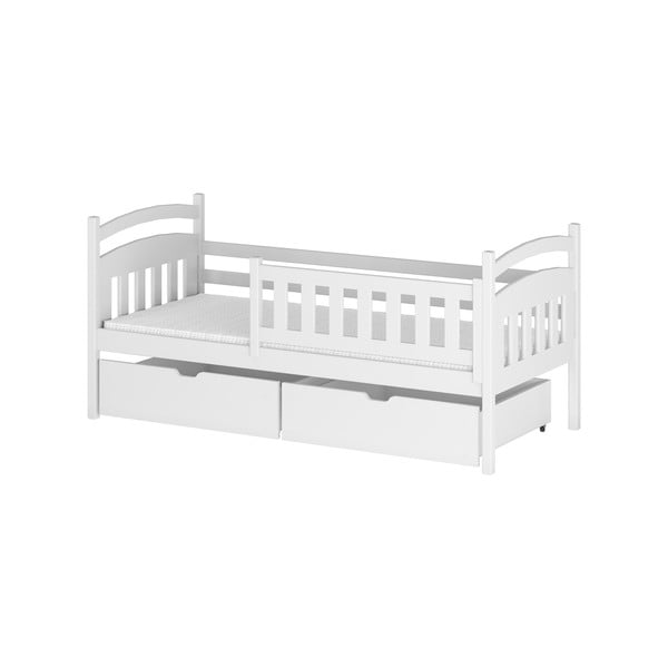 Bílá dětská postel z borovicového dřeva s úložným prostorem 90x190 cm Terry - Lano Meble