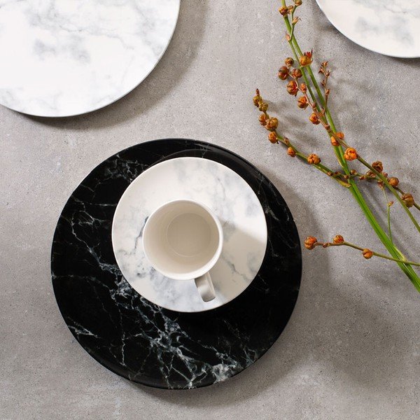 Bílo-černý porcelánový podšálek Villeroy & Boch Marmory, ø 16 cm-image-1