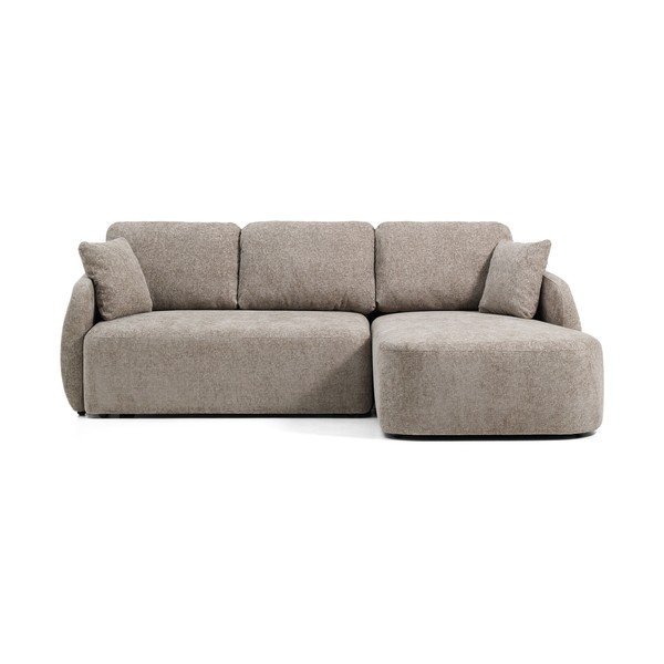 Taupe žinylková rozkládací rohová pohovka (pravý roh/s lenoškou) Laira – Kave Home