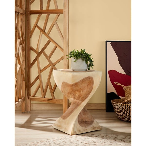 Odkládací stolek z masivu munggur 30x30 cm Hakon – Kave Home-image-1