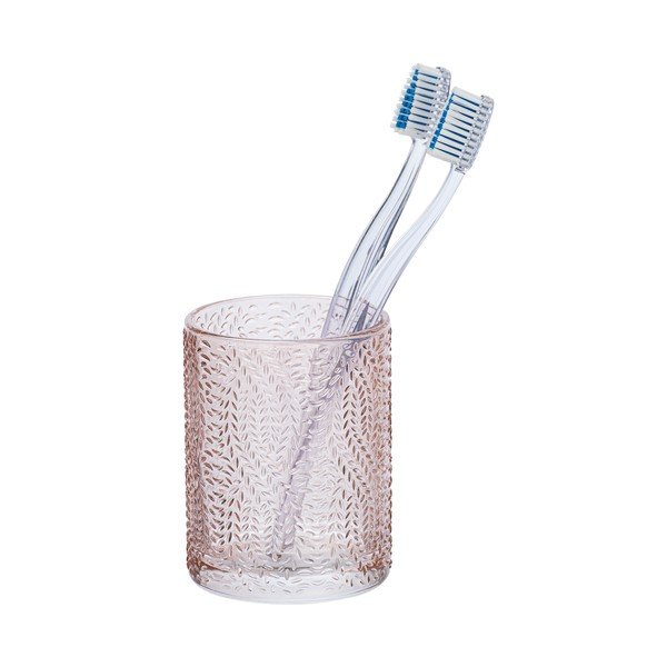 Světle růžový skleněný kelímek na kartáčky Wenko Vetro-image-1