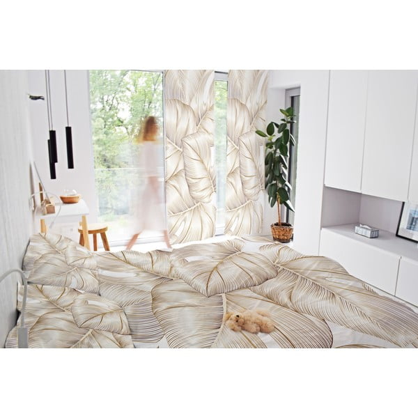 Závěs z bavlněného saténu ve zlaté barvě 110x170 cm Golden Leaves – Butter Kings-image-1