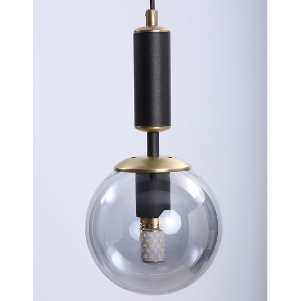 Černo-šedé závěsné svítidlo se skleněným stínidlem ø 15 cm Hector – Squid Lighting-image-1