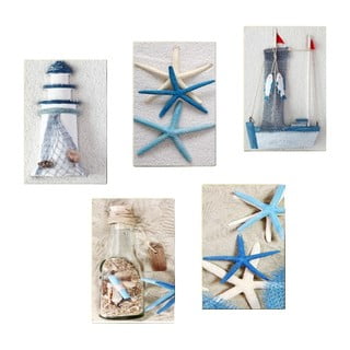 Sada 5 obrazů Tablo Center Blue Sea