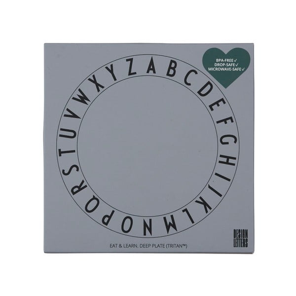 Šedý dětský hluboký talíř Design Letters Eat & Learn, ø 15,5 cm-image-2