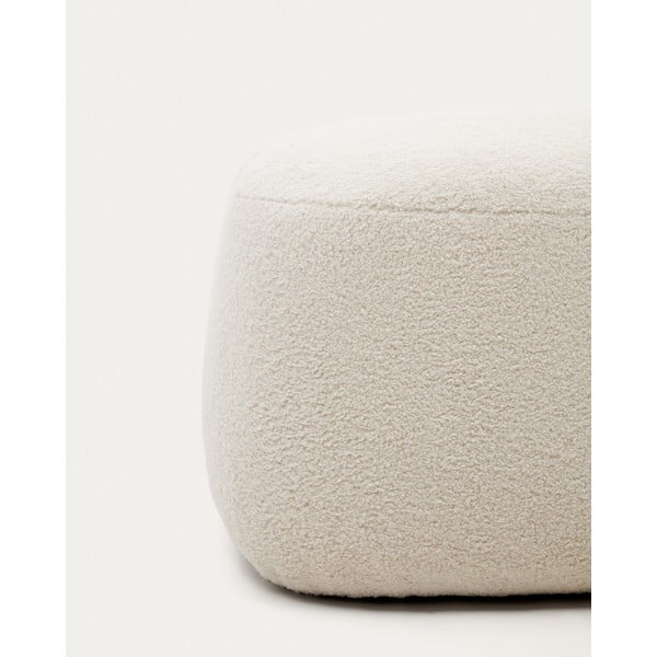 Krémový taburet z textilie bouclé Martina – Kave Home-image-3