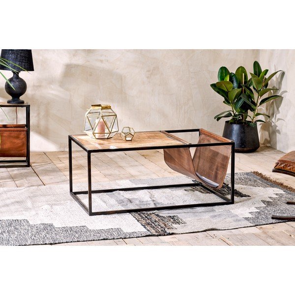 Konferenční stolek z mangového dřeva a kůže Nkuku Alera-image-1