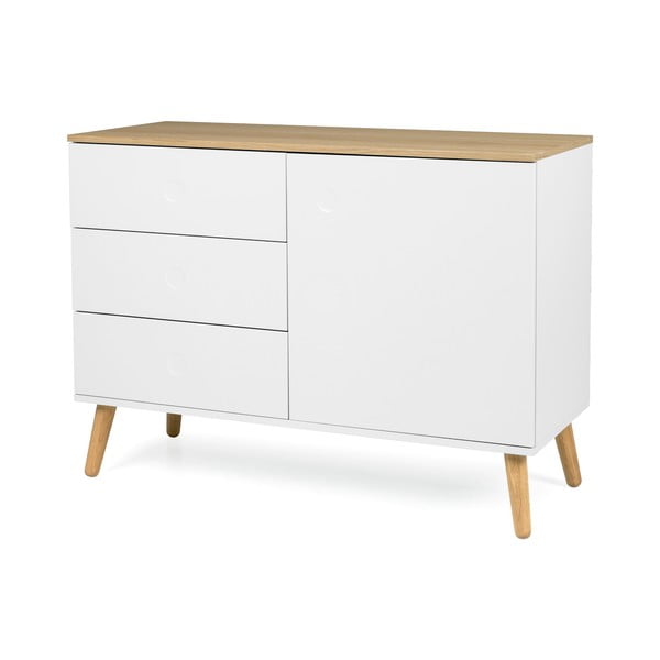 Bílá nízká komoda v dekoru dubu 109x79 cm Dot – Tenzo-image-2