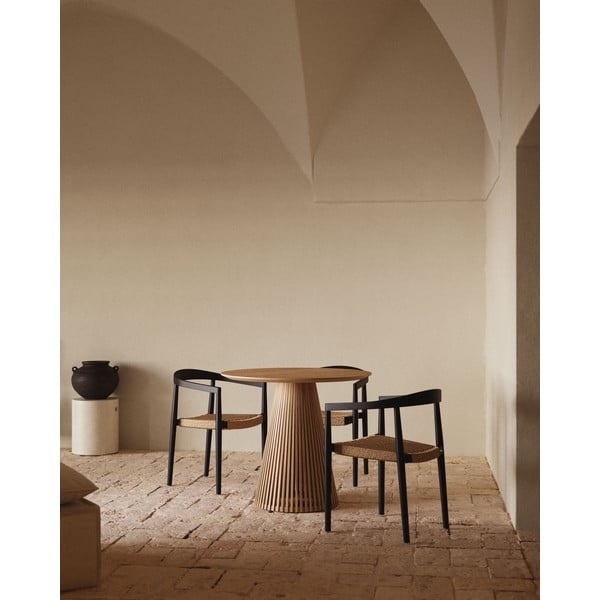 Kulatý jídelní stůl z teakového dřeva v přírodní barvě ø 90 cm Jeanette – Kave Home-image-1