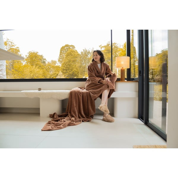 Hnědý župan z mikroplyše velikost L/XL Pippa – Tiseco Home Studio-image-3