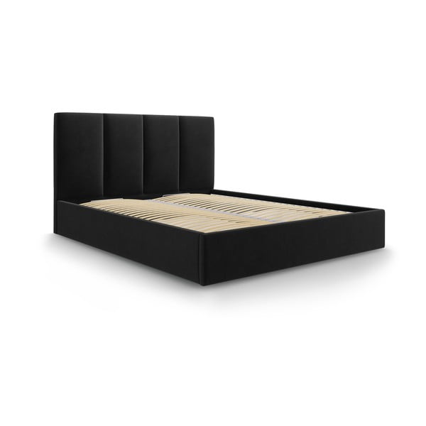 Černá čalouněná dvoulůžková postel s úložným prostorem s roštem 180x200 cm Juniper – Mazzini Beds