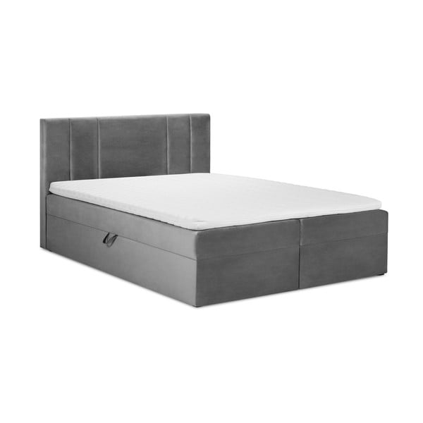 Šedá boxspring postel s úložným prostorem 140x200 cm Afra – Mazzini Beds