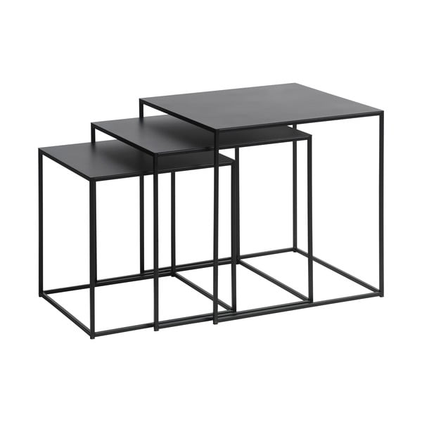 Černé kovové konferenční stolky v sadě 3 ks 50x50 cm Pebble – Unique Furniture