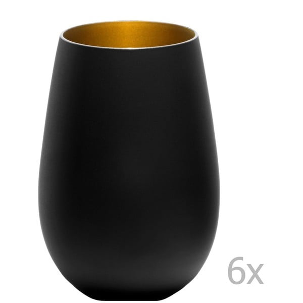 Sada 6 černo-zlatých sklenic Stölzle Lausitz Olympic Beacher, 465 ml