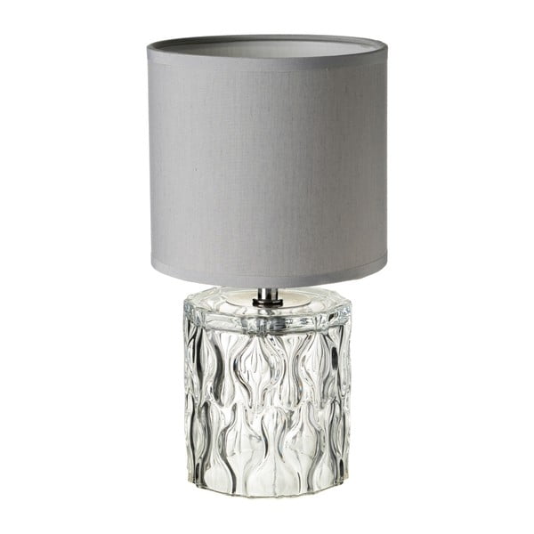 Světle šedá skleněná stolní lampa s textilním stínidlem (výška 29 cm) – Casa Selección