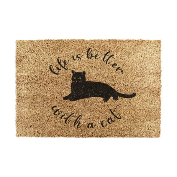 Rohožka z kokosového vlákna 40x60 cm Life Is Better With a Cat – Artsy Doormats