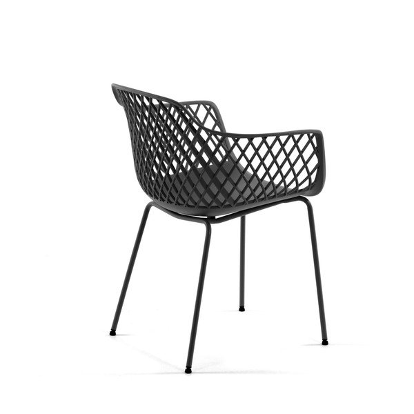 Tmavě šedá kovová zahradní židle Quinn – Kave Home-image-1
