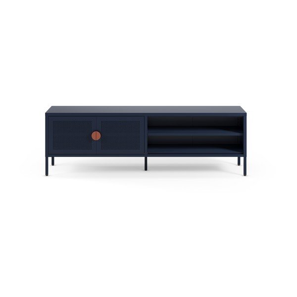 Tmavě modrý kovový TV stolek 160x50x35 cm Sayla – Marckeric