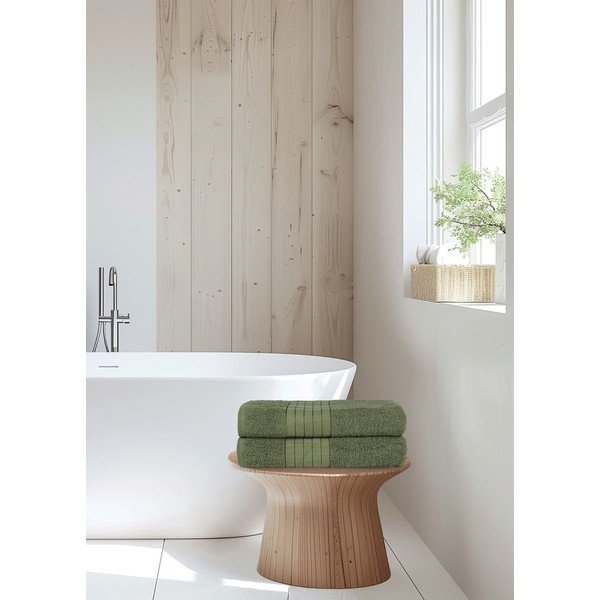 Tmavě zelené froté bavlněné osušky v sadě 2 ks 70x140 cm – Good Morning-image-1