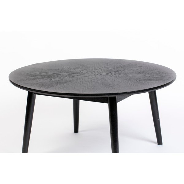 Černý kulatý konferenční stolek v dekoru dubu ø 80 cm Fabio – White Label-image-3
