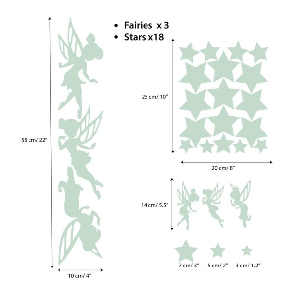 Sada nástěnných dětských svítících samolepek Ambiance Fairies and Stars-image-2