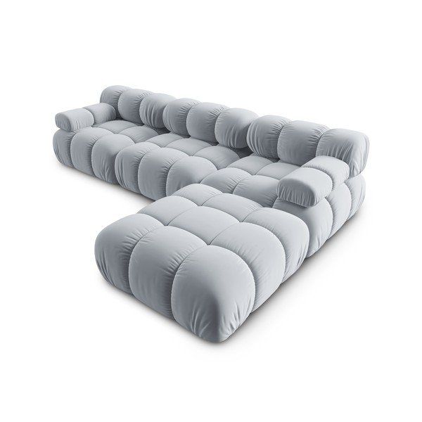 Světle modrá sametová rohová pohovka (pravý roh) Bellis – Micadoni Home-image-4