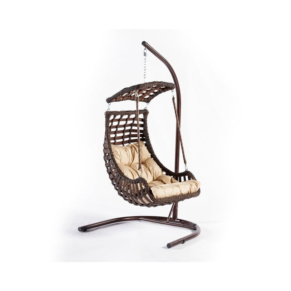 Hnědé ratanové závěsné zahradní křeslo Alacati – Floriane Garden-image-2