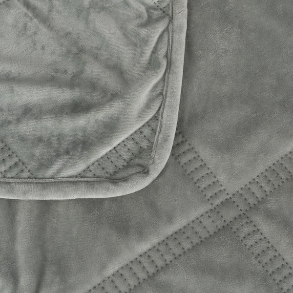 Šedozelený sametový prošívaný přehoz 230x260 cm – Ixia-image-1