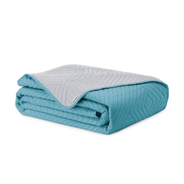 Modrý/světle šedý prošívaný přehoz z mikrovlákna 220x240 cm Softa – Restilo