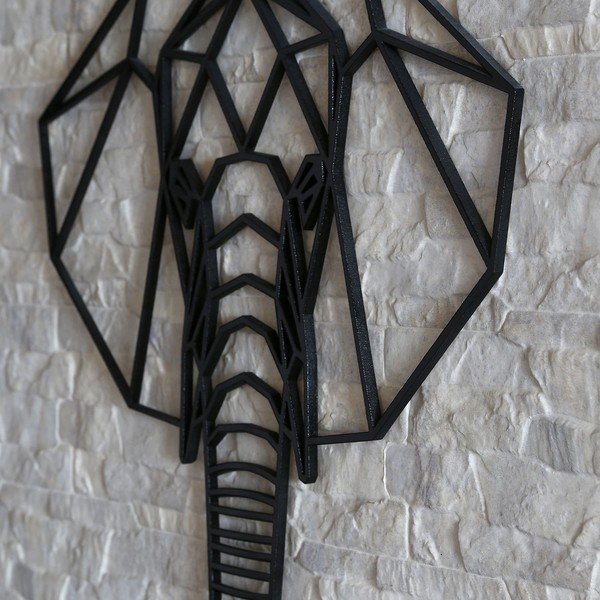 Černá nástěnná dekorace Elephant, 39 x 65 cm-image-1