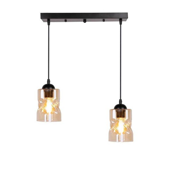 Černé závěsné svítidlo se skleněným stínidlem 10x44 cm Felis – Candellux Lighting-image-4