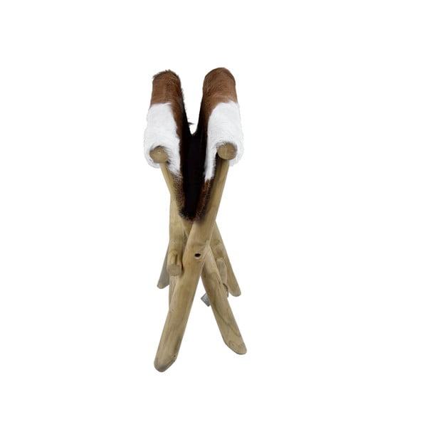 Hnědá stolička z teakového dřeva Goatskin – Ego Dekor-image-2