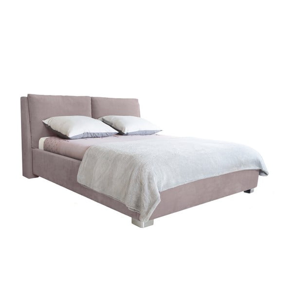 Světle růžová dvoulůžková postel Mazzini Beds Vicky, 180 x 200 cm