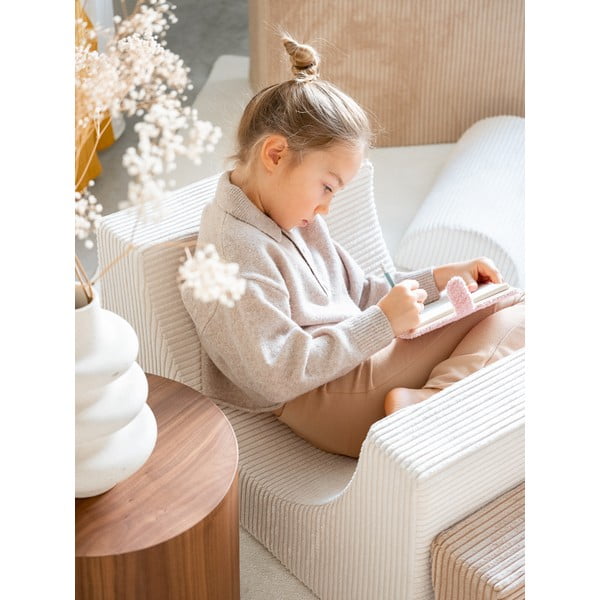 Krémové manšestrové pěnové hřiště 75x49x37 cm Rainbow Montessori – Wigiwama-image-1