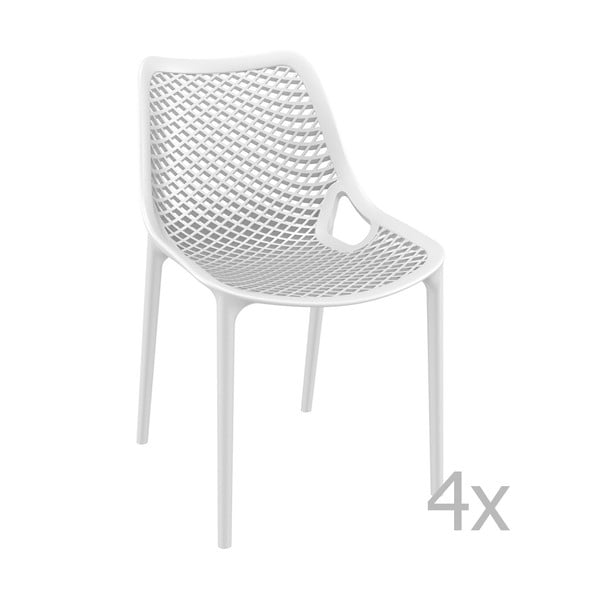 Sada 4 bílých zahradních židlí Resol Grid Simple