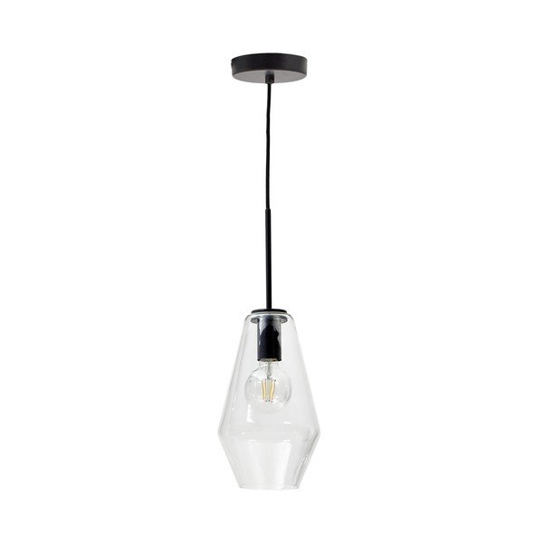 Černé závěsné svítidlo se skleněným stínidlem ø 17 cm Mao – Kave Home