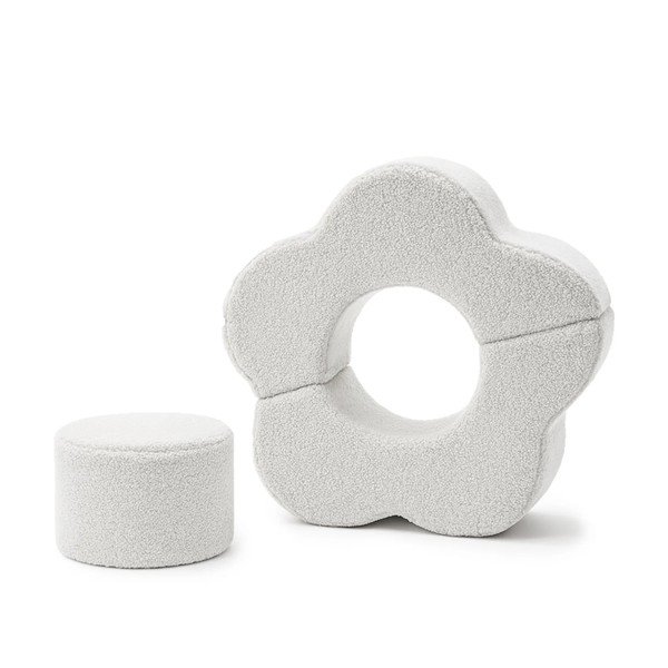 Bílé pěnové hřiště 3 ks z materiálu bouclé výška 27 cm 88x90 cm – Meowbaby