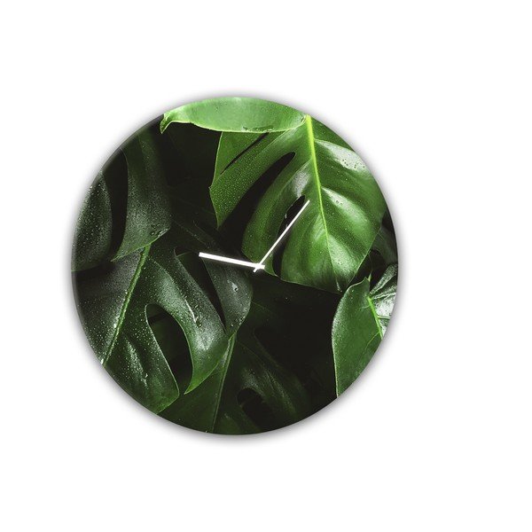 Nástěnné hodiny Styler Glassclock Monstera, ⌀ 30 cm-image-2