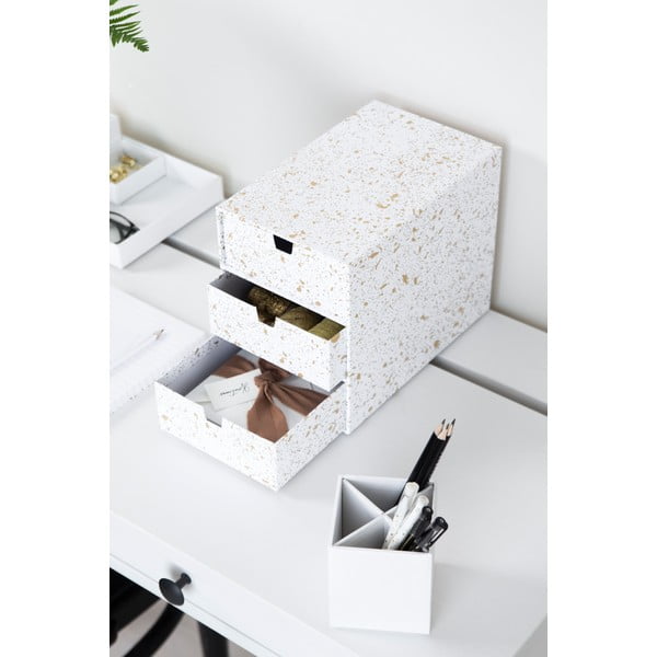 Zásuvkový box se 3 šuplíky ve zlato-bílé barvě Bigso Box of Sweden Ingrid-image-1