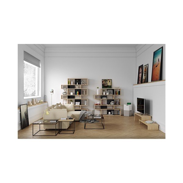 Hnědý mramorový konferenční stolek s černými nohami TemaHome Gleam, 75 x 75 cm-image-3