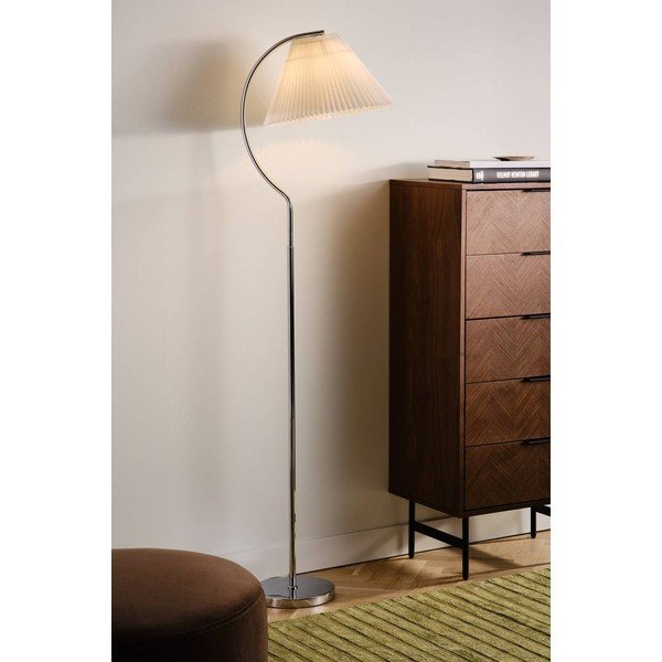 Bílá/v leskle stříbrné barvě látková stojací lampa (výška 165 cm) Celie – Jotex-image-1