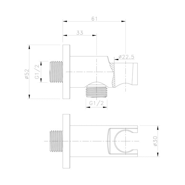 Mosazný díl pro připojení sprchy ve zlaté barvě ø 5 cm – Sapho-image-1