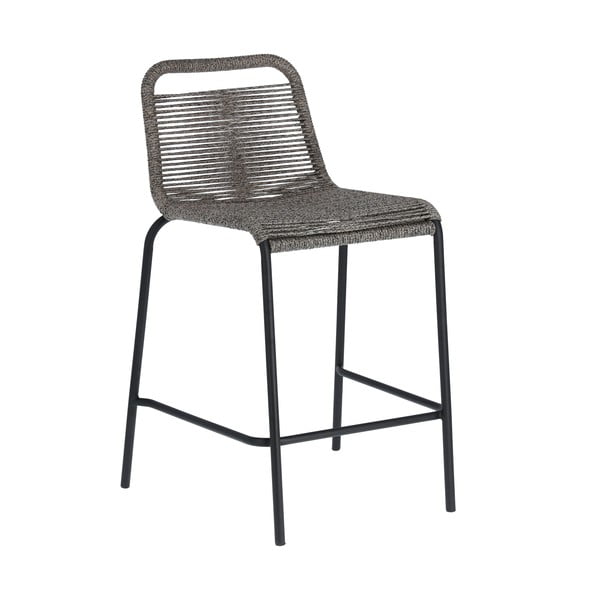 Šedá barová židle s ocelovou konstrukcí Kave Home Glenville, výška 62 cm