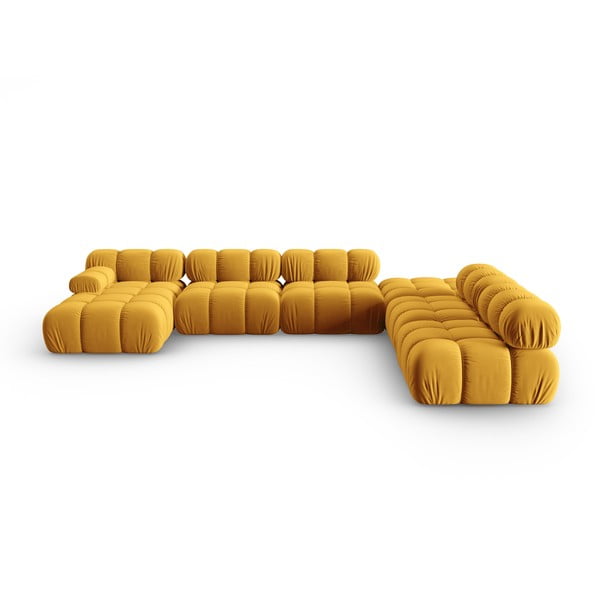 Žlutá sametová pohovka 379 cm Bellis – Micadoni Home