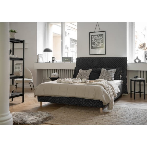 Černá čalouněná dvoulůžková postel s roštem 180x200 cm Sleepy Luna – Miuform-image-2