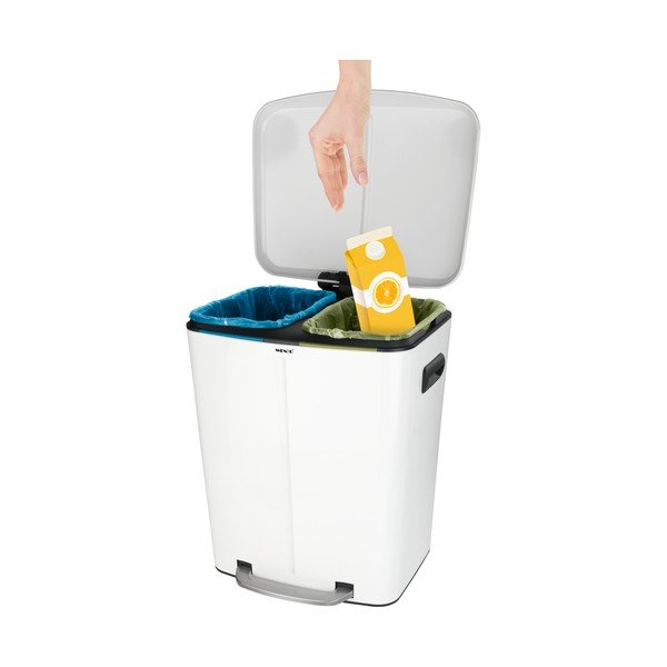 Dvojitý bílý pedálový odpadkový koš Wenko, 2x 20 l-image-1