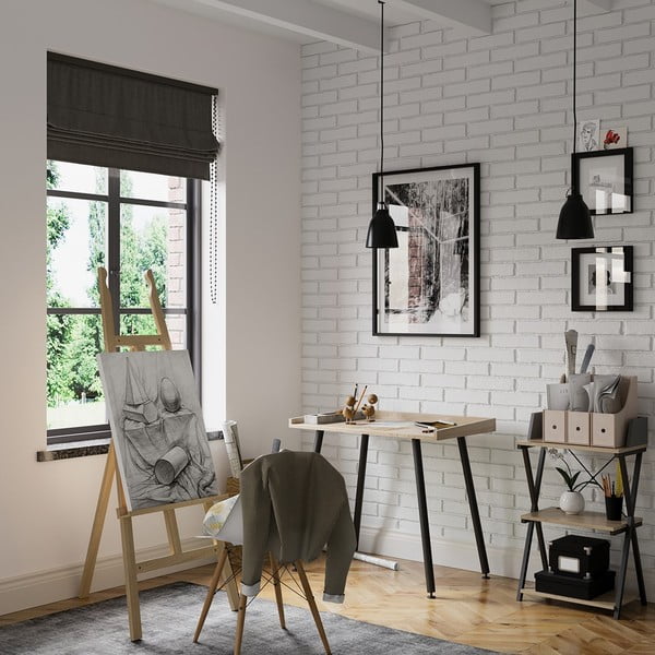 Pracovní stůl s deskou v dekoru ořechového dřeva 30x50 cm Hexe – Homede-image-1